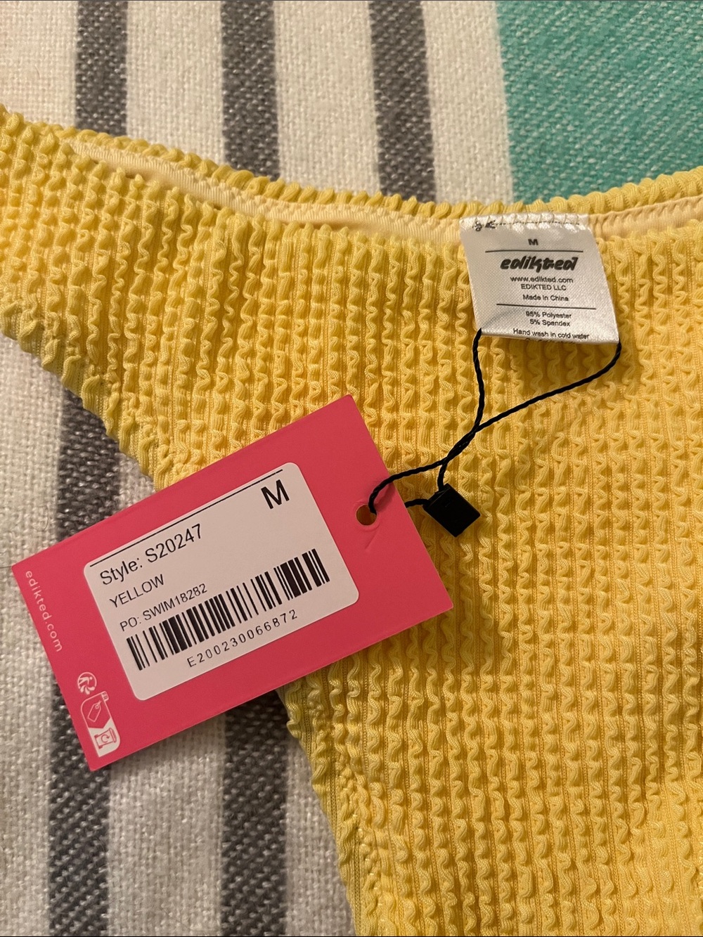 Edikted Yellow Ribbed Bikini Bottom - Picture 5 of 6